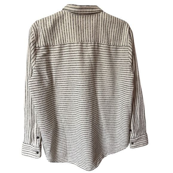 Madewell Sunday Flannel Shirt in Mick Stripe Oversized Textured Women’s Medium - Picture 3 of 6